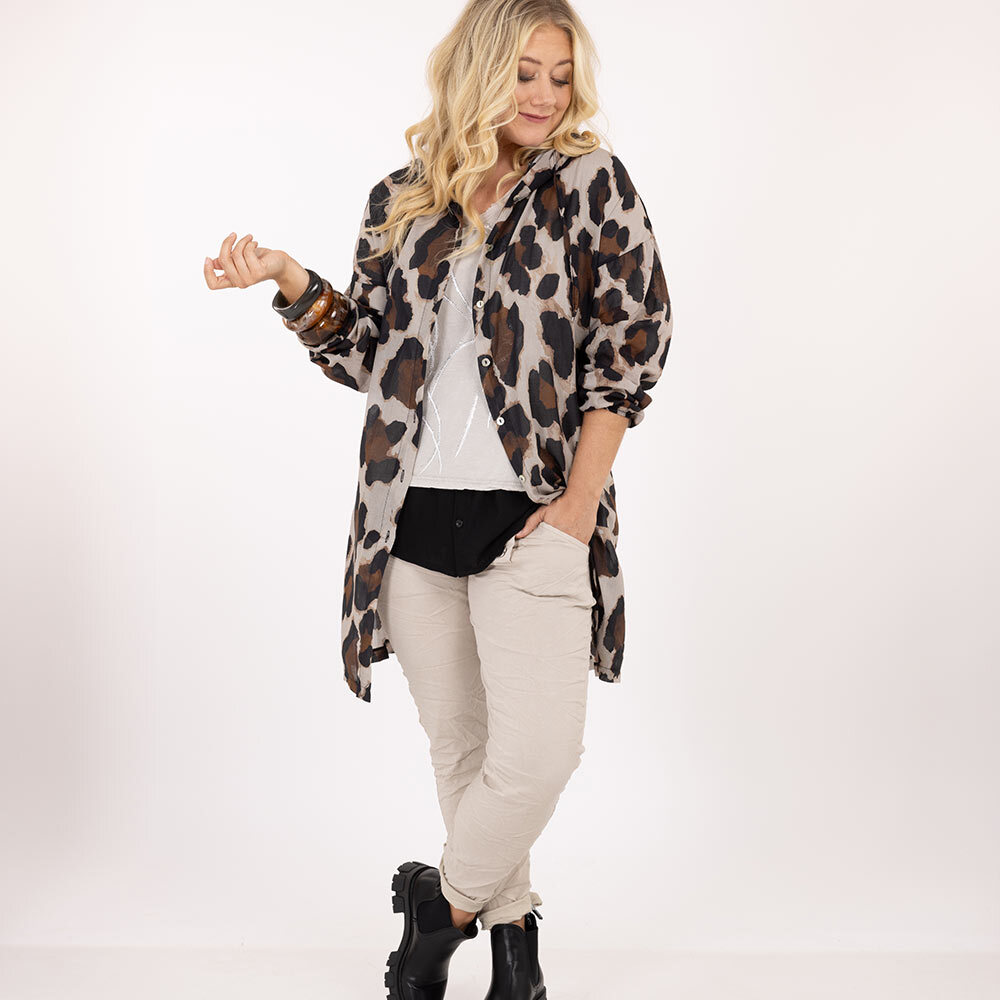 Bluse im Animalprint, beige-schwarz 3