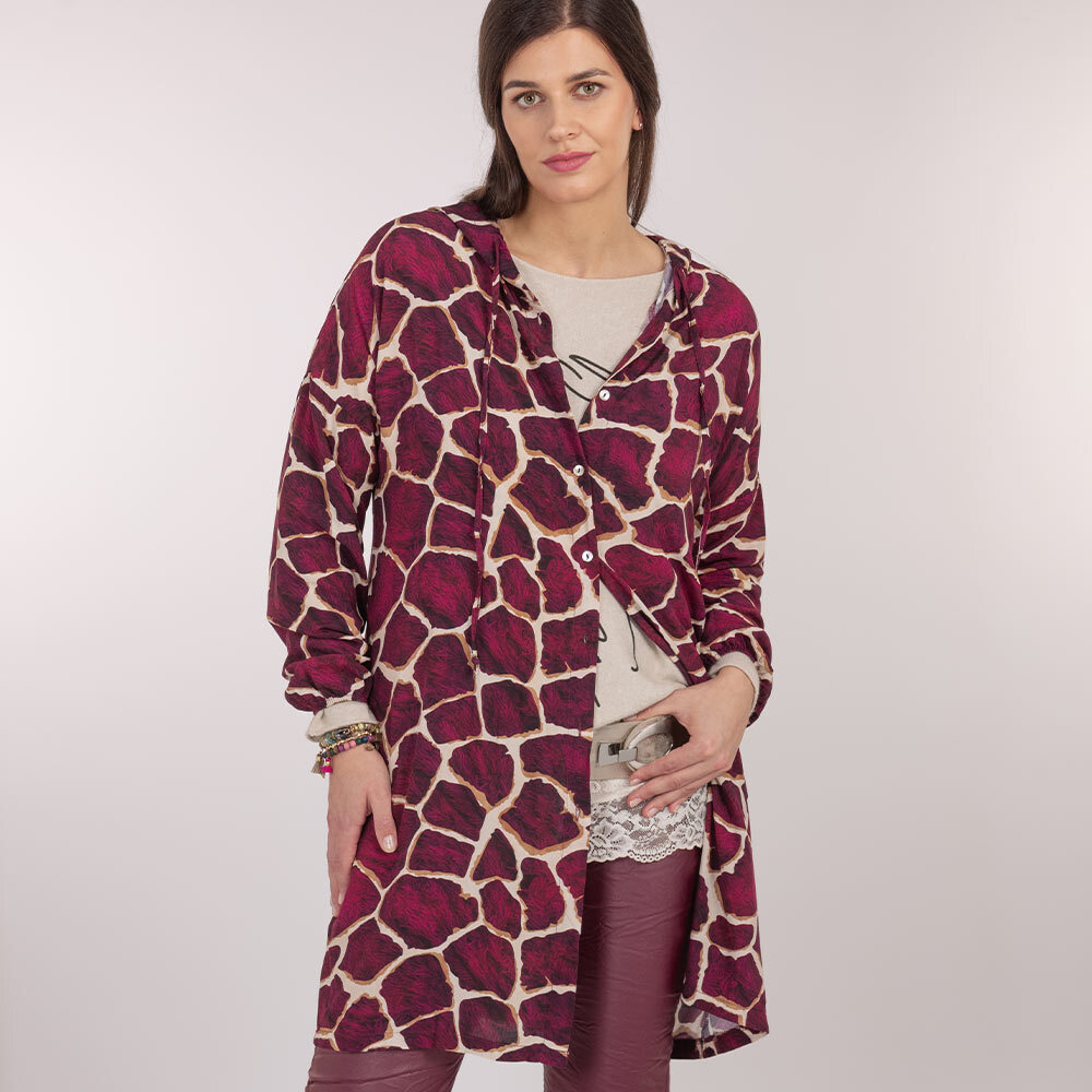 Bluse im Animalprint, burgund 1