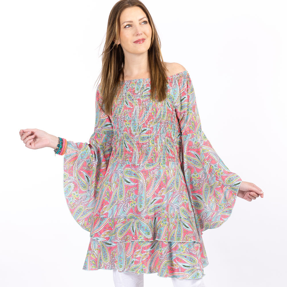 Bluse mit Volant, bunt 