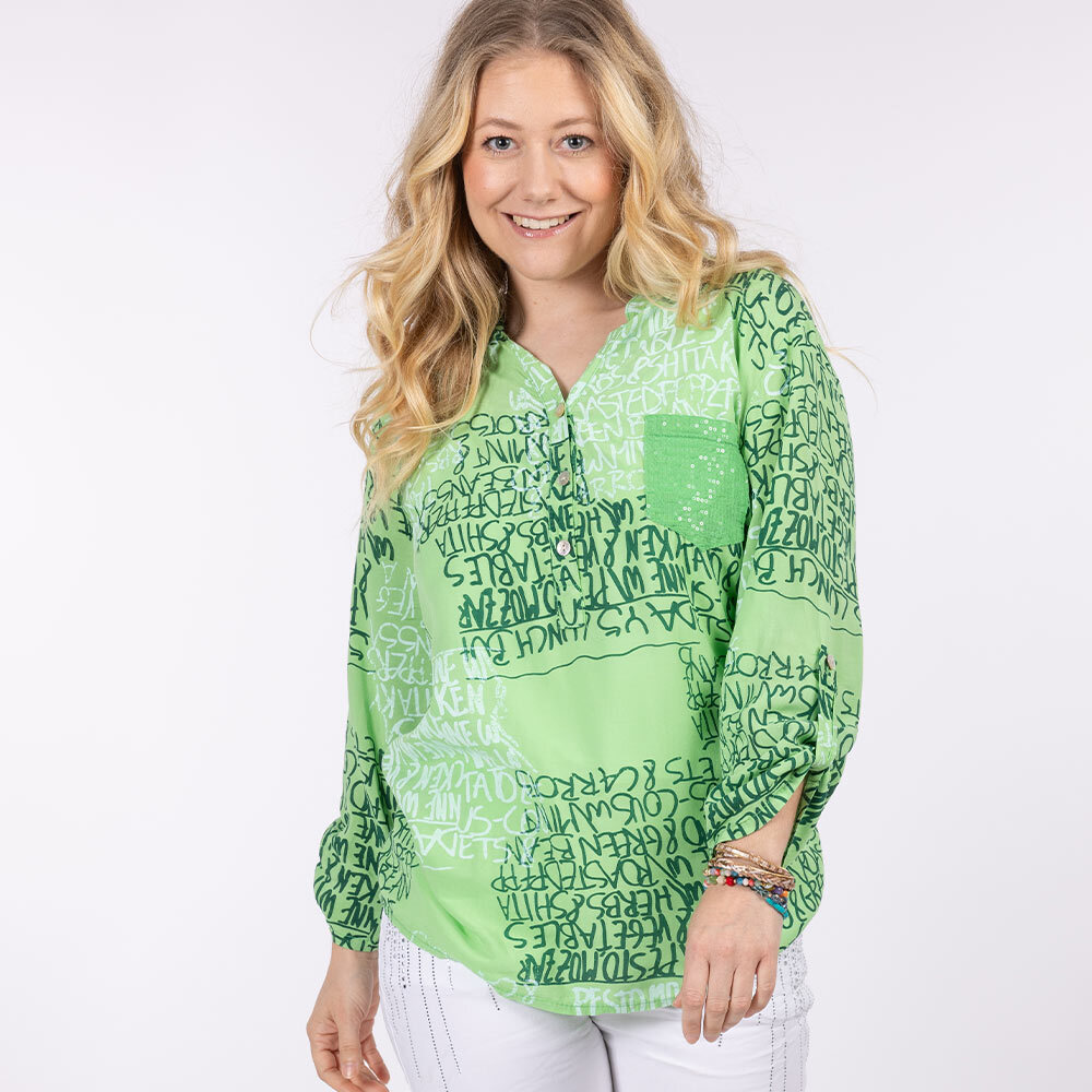 Bluse im Alloverprint, applegreen 4