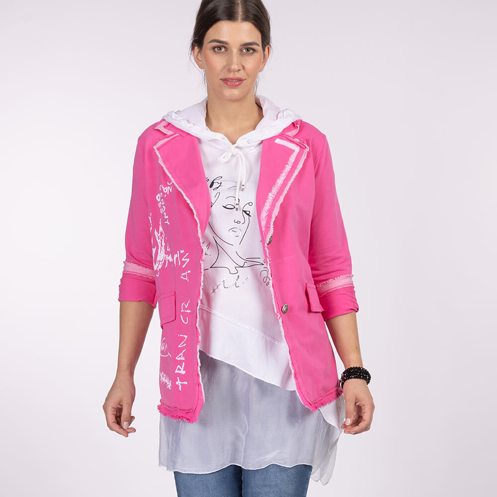 Blazer mit Lettering, glossy 3