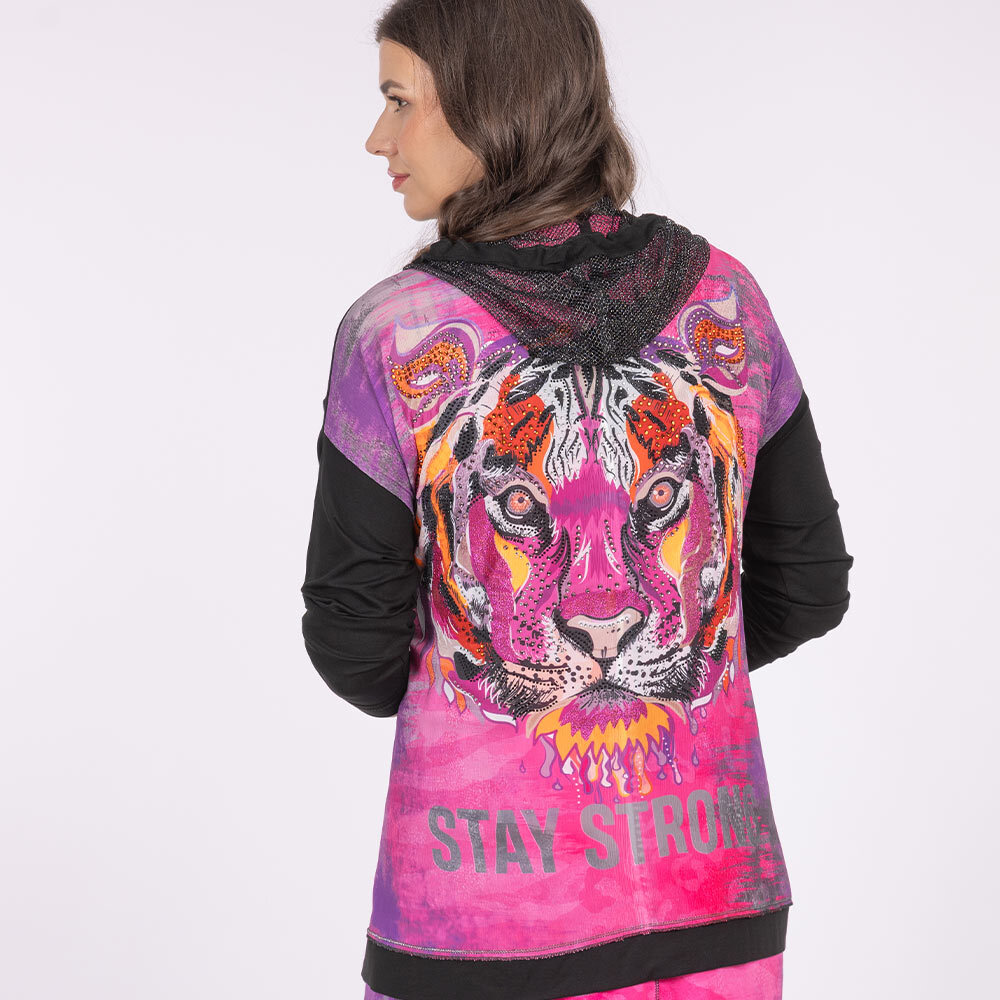 Shirtjacke 'Tiger', schwarz - very berry 