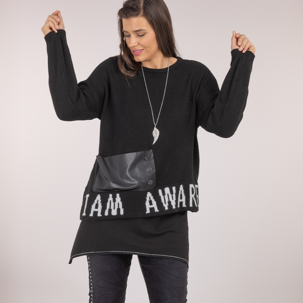 Strickpullover 'Aware', schwarz 