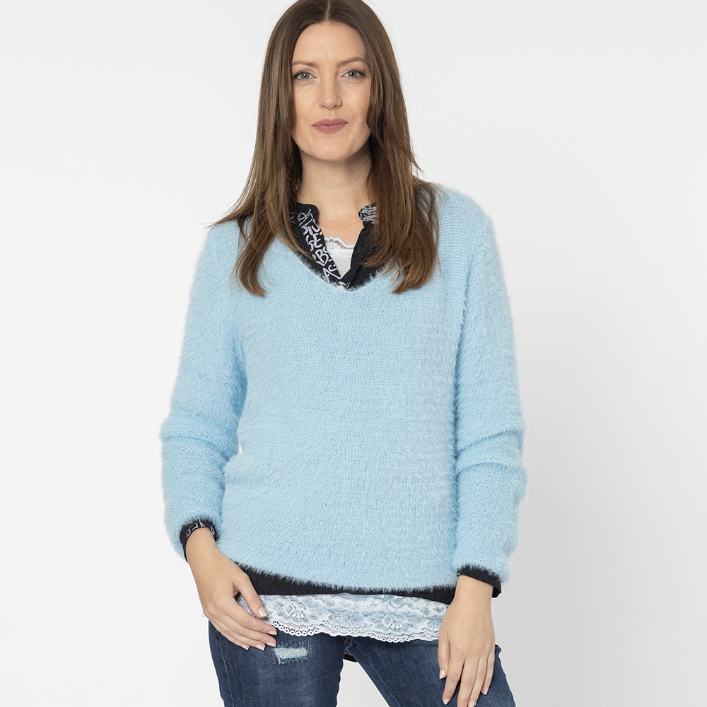 flauschiger Strickpullover, eiskristall 