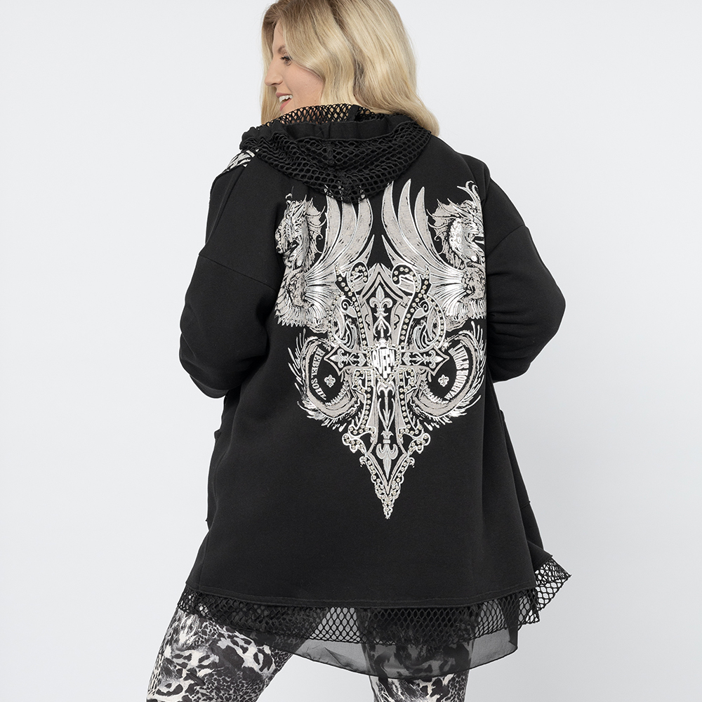 Sweatjacke 'Queen', schwarz 