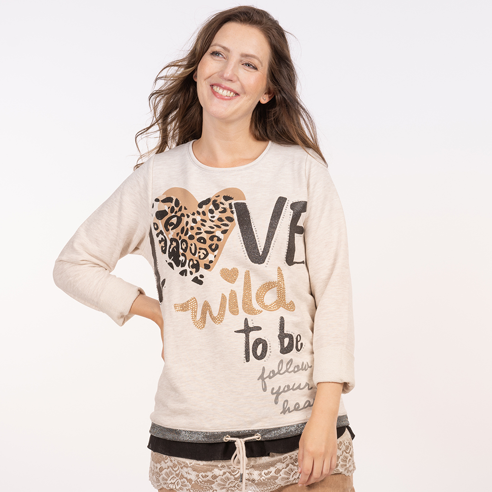 Sweatpullover 'Love', sand-melange 3