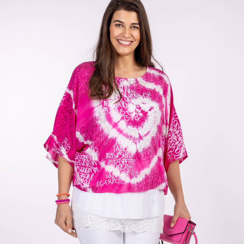 Bluse 'Lettering', pink 