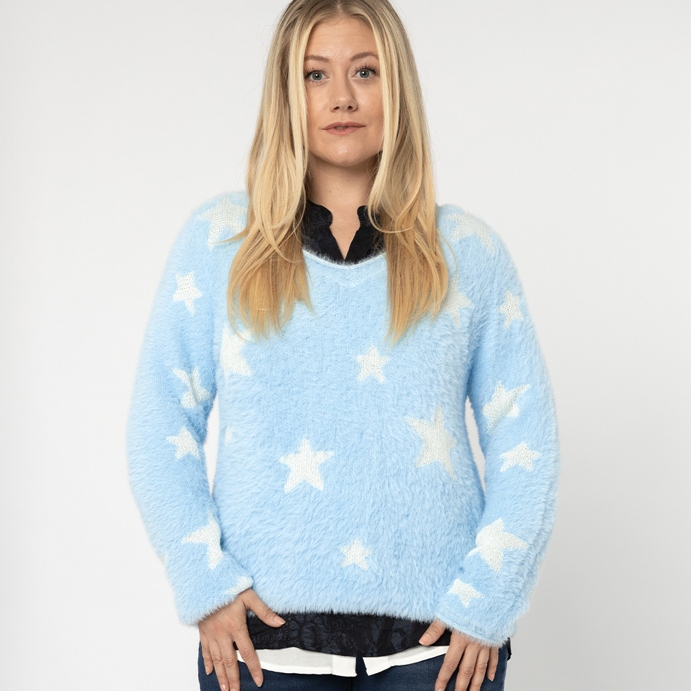 Strickpullover 'Stars', eiskristall 