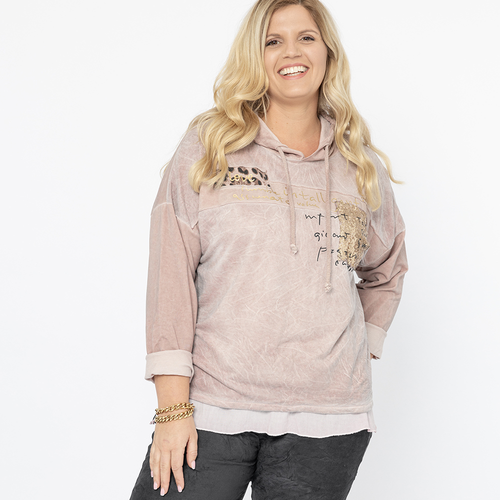 Sweatshirt mit Pailletten, rosenholz 