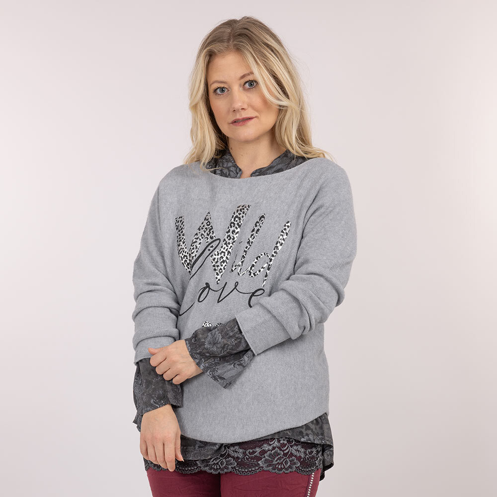 Strickpullover 'Wild', silber-melange 