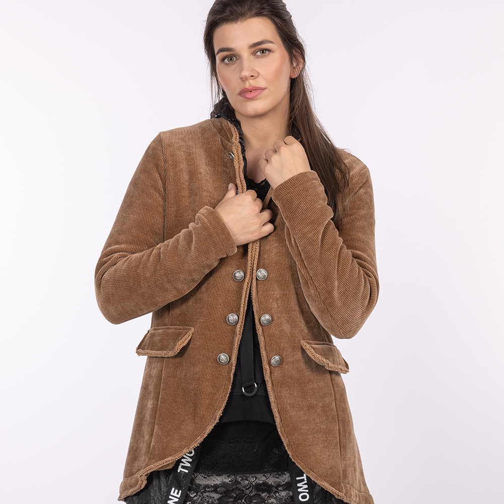 Cord-Blazer im Military-Stil, cappuccino 4