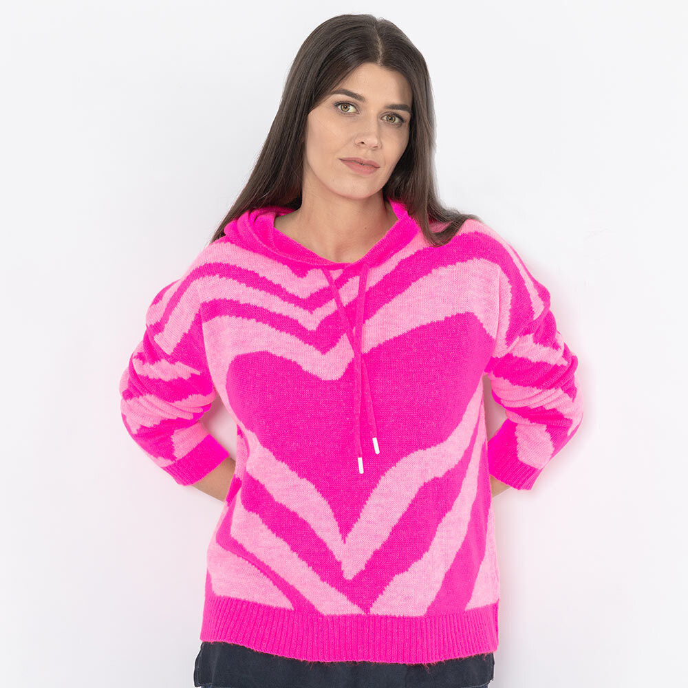 Strickpullover gemustert, neonpink 