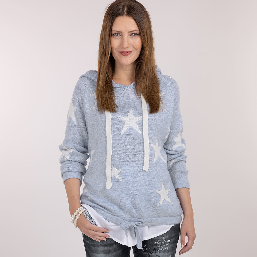 Strickpullover 'Stars', eiskristall 