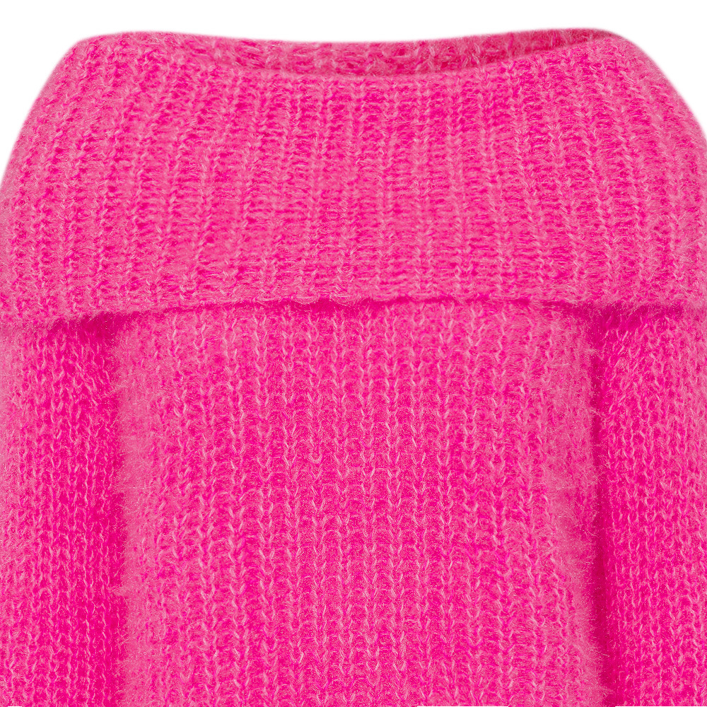 Strickpullover mit weitem Kragen, pink 