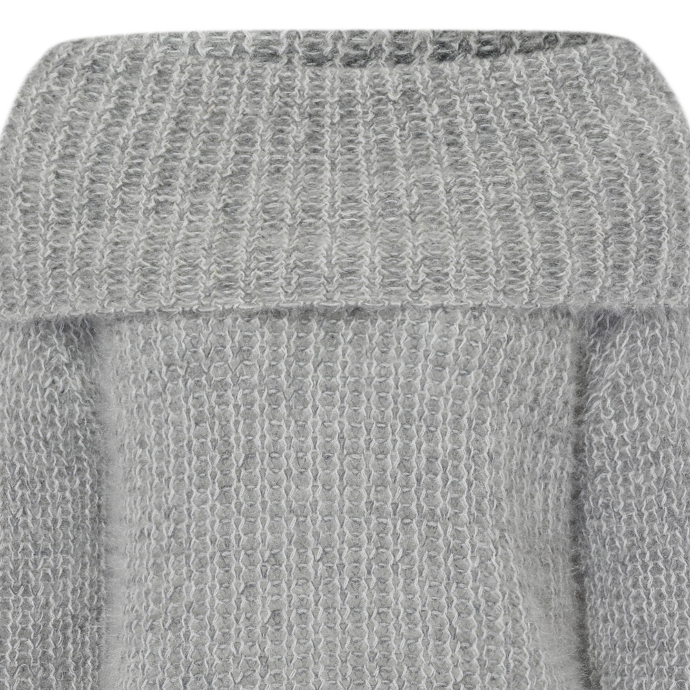 Strickpullover mit weitem Kragen, silber-melange 