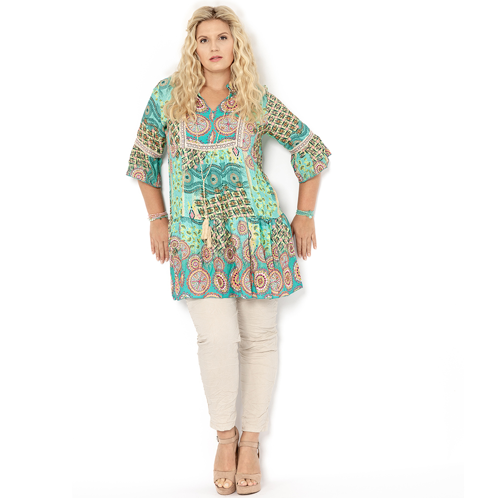 Bluse im Alloverprint, blue fluro 6