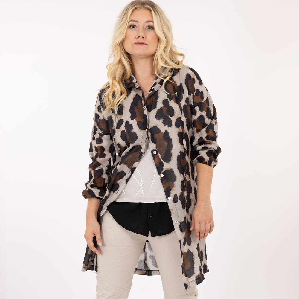 Bluse im Animalprint, beige-schwarz 3