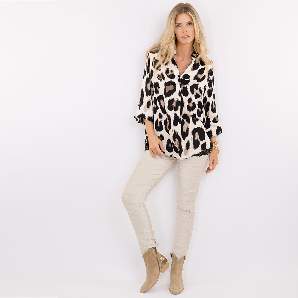 Bluse im Animalprint, crema 