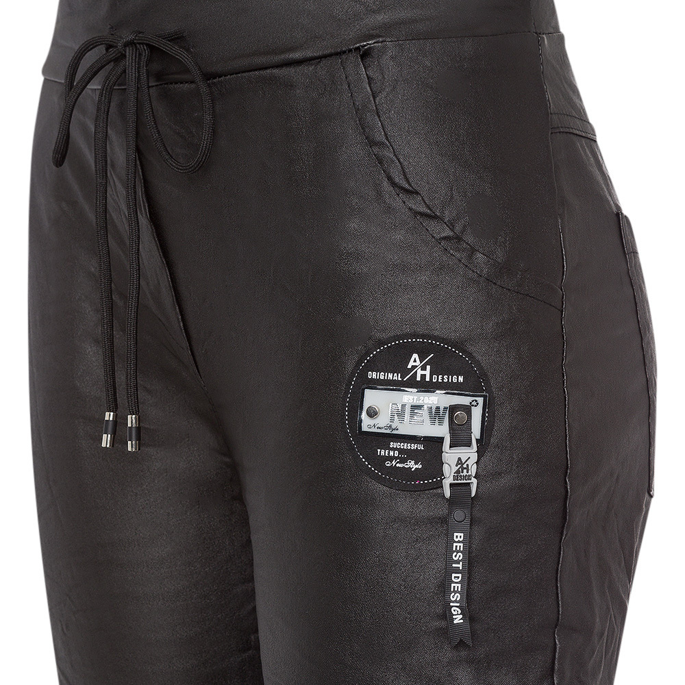 Joggpants in Leder-Optik, schwarz 