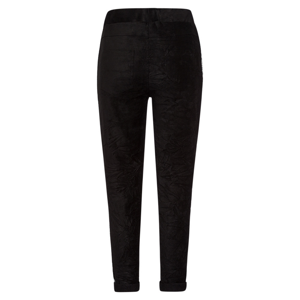 Suede-Joggpant Galonstreifen, schwarz 