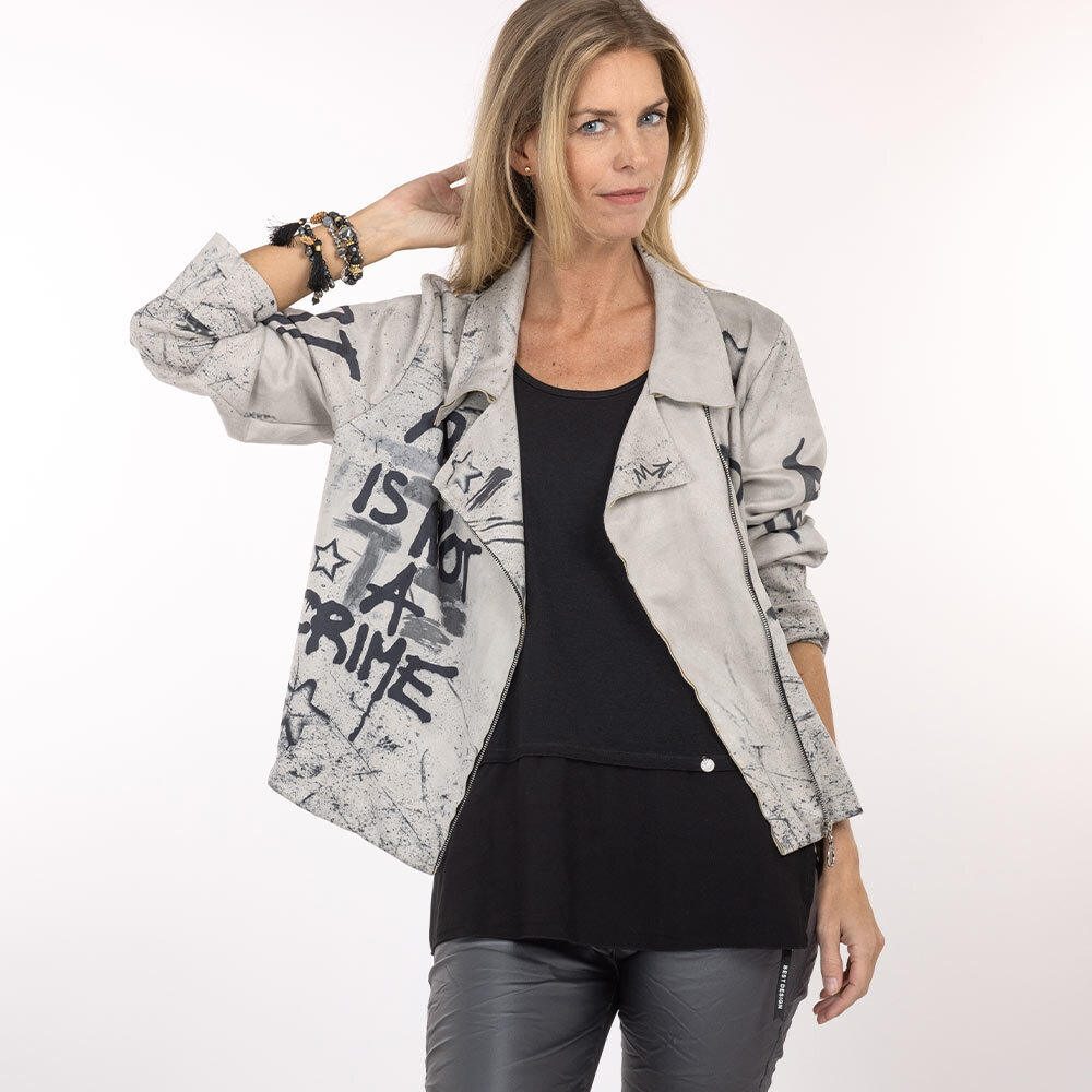 Suede-Jacke im Graffiti-Style, kitt 3