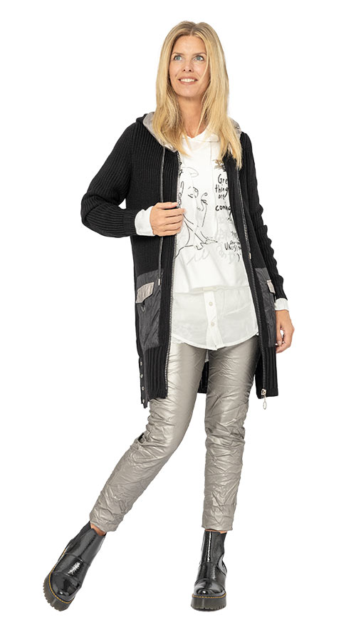 Outfit Strickjacke metallic