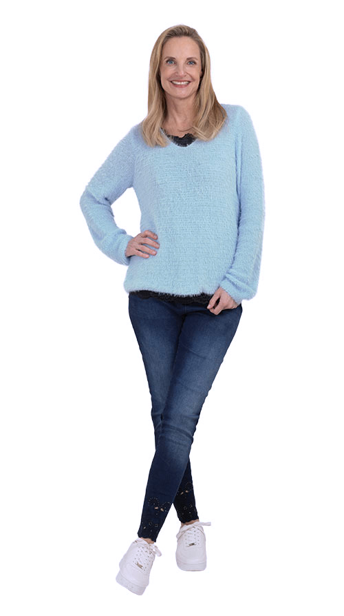 Outfit Kuschelpullover, eiskristall